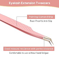 Msqueen Eyelash Tweezers Setprofessional 2Pcs Fiber Tip 45 90 Degree Mega Volume Lash Extension Tweezers