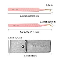 Msqueen Eyelash Tweezers Setprofessional 2Pcs Fiber Tip 45 90 Degree Mega Volume Lash Extension Tweezers