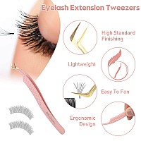 Msqueen Eyelash Extension Tweezers Professional Fiber Tip Lash Tweezers Set Of 5Curved 45 90 Degree Volume Isolation Tweezers