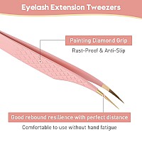 Msqueen Lash Tweezers For Eyelash Extensionsprecision 2Pcs Fiber Tip Grip 90 Degree Volume And Dolphin Isolation Lashing Tweez