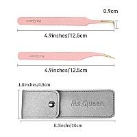 Msqueen Lash Tweezers For Eyelash Extensionsprecision 2Pcs Fiber Tip Grip 90 Degree Volume And Dolphin Isolation Lashing Tweez