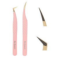 Msqueen Lash Extension Tweezers2Pcs Fiber Tip Grip Boot Volume Tweezers And Dolphin Isolation Eyelash Tweezers