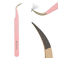 Msqueen Eyelash Extension Tweezers Fiber Tip Grip Curved Lash Tweezers For Volume Lashes Extensions