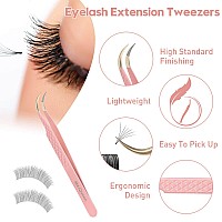 Msqueen Eyelash Extension Tweezers Fiber Tip Grip Curved Lash Tweezers For Volume Lashes Extensions