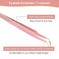 Msqueen Eyelash Extension Tweezers Fiber Tip Grip Curved Lash Tweezers For Volume Lashes Extensions