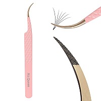 Msqueen Curved Tweezers For Eyelash Extensions Diamond Grip Curved Volume Tweezers Fiber Tip Isolation Lash Tweezers