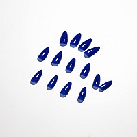 Dark Blue Press On Nails Medium Stiletto Almond Kqueenest Pure Color Acrylic Nails Kit Reusable Fake Nails With Feature Protecti