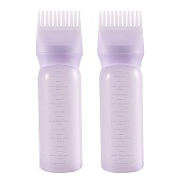 Root Comb Applicator Bottle 6 Ounce Hair Oil Applicator 2 Pack Applicator Bottle for Hair Dye Bottle Applicator Brush with Graduated Scale, Purple