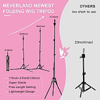 Neverland Beauty & Health 23 Inch Wig Stand Tripod with Head,Canvas Wig Head,Wig Head Stand with Mannequin Head for Wigs,Manikin Head Set for Wigs Making Display