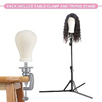 Neverland Beauty & Health 23 Inch Wig Stand Tripod with Head,Canvas Wig Head,Wig Head Stand with Mannequin Head for Wigs,Manikin Head Set for Wigs Making Display