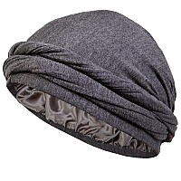 Caplord Silk Satin Lined Halo Turban Head Wrap Pretied Skull Wave Cap For Men And Women Sleeping Bonnet Hair Cover Chemo Hair L