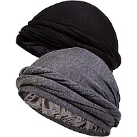 Caplord Turban For Men Silk Satin Lined Head Wrap Pretied Skull Cap For Men And Women Sleeping Bonnet Hair Cover Chemo Hair Los