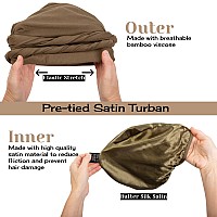 Caplord Silk Satin Lined Turban For Men Durag Head Wrap Pretied Skull Cap Turbans For Women Sleeping Bonnet Halo Turban Sleep C