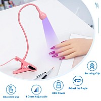 Krofaue Uv Nail Polish Curing Lamps Gel Uv Gooseneck Nail Lamp 3W 5V Gel Nail Polish Uv Light With 4 Levels Setting Lamp Clip P