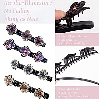 8 Pcs Hair clips Sparkling Crystal Stone Braided Hair Clips for Women Hair Braided Hair Clips for Thick Thin Hair Girls Hair Accessories Clover Hair Clips for Styling Sectioning Large Hair Clips