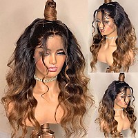 Andria Ombre Reddish Brown Body Wave Wig High Temperature Fiber Female 22225 Inch