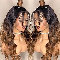 Andria Ombre Reddish Brown Body Wave Wig High Temperature Fiber Female 22225 Inch