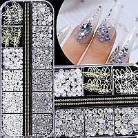 Belicey Nail Arts Rhinestones Multishape Pearl Rhinestone Golden Metal Nail Art Decoration With Butterfly Charm Nail Dimond Gem