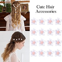 Yission 20Pcs Mini Lily Flower Hair Clips And Barrettes For Girls Women Cute Wedding Bridal Hair Accessories Pink