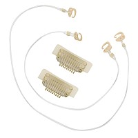 Fshine Replacement Blonde Stickable Clips for Wire Hair Extensions (2 Invisible Fishing Line Elastic Wire 20cm and 25cm Removable Clips)