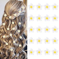 Yission Mini White And Yellow Lily Flower Hair Clips And Barrettes Set 20Pcs Bridal Hair Accessories For Girls And Women