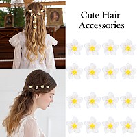 Yission Mini White And Yellow Lily Flower Hair Clips And Barrettes Set 20Pcs Bridal Hair Accessories For Girls And Women