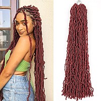 Faux Locs Crochet Hair Red Soft Locs 30 Inch 6 Packs Burgundy Long Pre Looped Crochet Locs Goddess Locs Crochet Hair For Black W