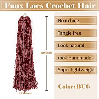 Faux Locs Crochet Hair Red Soft Locs 30 Inch 6 Packs Burgundy Long Pre Looped Crochet Locs Goddess Locs Crochet Hair For Black W