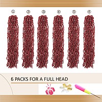 Faux Locs Crochet Hair Red Soft Locs 30 Inch 6 Packs Burgundy Long Pre Looped Crochet Locs Goddess Locs Crochet Hair For Black W