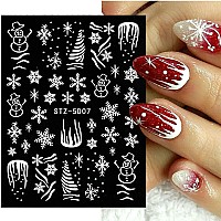 6 Pcs 5D Stereoscopic Embossed White Snowflake Nail Art Stickers Decals 3D Selfadhesive Nail Art Supplies Christmas Snowflake