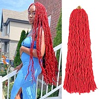 Red Soft Locs 30 Inch Faux Locs Crochet Hair 6 Packs Long Pre Looped Crochet Locs Goddess Locs Crochet Hair For Black Women Brai