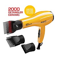 Red By Kiss 2000 Ceramic Hair Dryer Professional Salon Blow Dryer 3 Attachments Included 2 Detangler Piks 1 Air Concentrator