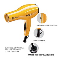 Red By Kiss 2000 Ceramic Hair Dryer Professional Salon Blow Dryer 3 Attachments Included 2 Detangler Piks 1 Air Concentrator