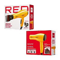 Red By Kiss 2000 Ceramic Hair Dryer Professional Salon Blow Dryer 3 Attachments Included 2 Detangler Piks 1 Air Concentrator