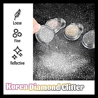 Allstarry Diamond Nail Glitter 4 Colors Sparkling Korea Reflective Diamond Glitter Dust Shiny Powder Pigment Nail Supplies For N