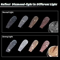 Allstarry Diamond Nail Glitter 4 Colors Sparkling Korea Reflective Diamond Glitter Dust Shiny Powder Pigment Nail Supplies For N