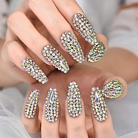 Elevenail 24Pcs Luxurious 3D Crystal Press On Nails Long Coffin False Nails Salon Diy Manicure Reusable Fake Acrylic Diamonds Na