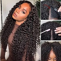 Amznlady Curly V Part Wig Human Hair Brazilian Virgin Human Hair Wigs For Black Women Upgrade U Part Wig Glueless Full Head Clip