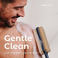 Mainbasics Back Scrubber Shower Brush Long Handle Back Brush Dualsided Body Brush With Exfoliating And Soft Bristles Ultramari