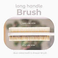 Mainbasics Back Scrubber Shower Brush Long Handle Back Brush Dualsided Body Brush With Exfoliating And Soft Bristles White Pl