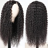 Amznlady Curly V Part Wig Human Hair Brazilian Virgin Human Hair Wigs For Black Women Upgrade U Part Wig Glueless Full Head Clip