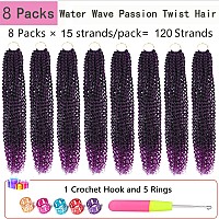 Passion Twist Hair Purple 24 Inch 8 Packs Passion Twist Crochet Hair Braiding Hair Long Bohemian Spring Twist Hair Crochet Braid