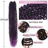 Passion Twist Hair Purple 24 Inch 8 Packs Passion Twist Crochet Hair Braiding Hair Long Bohemian Spring Twist Hair Crochet Braid