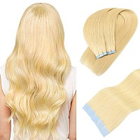 Tape in Hair Extensions Human Hair 613 Blonde Tape in Human Hair Extensions Straight Hair Extensions Real Remy Human Hair for Fashion Women