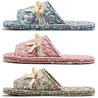 3 Pairs Floral Cotton House Slippers For Women Open Toe Indoor Slippers Comfortable Washable Portable Foldable Guest Travel Hot