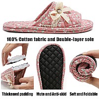 3 Pairs Floral Cotton House Slippers For Women Open Toe Indoor Slippers Comfortable Washable Portable Foldable Guest Travel Hot