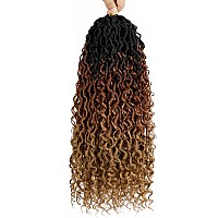 Faux Locs Crochet Hair 18 Inch Boho Goddess Locs Crochet Hair 7 Packs Pre Looped Crochet Hair for Black Women River Locs Crochet Hair with Curly Ends (18 Inch 7 Packs, 1B/30/27)