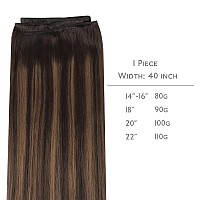 Wennalife Sew In Hair Extensions Real Human Hair Weft Hair Extensions Human Hair 18 Inch 90G Balayage Dark Brown To Chestnut Br