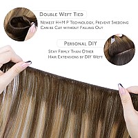 Wennalife Sew In Hair Extensions Real Human Hair Weft Hair Extensions Human Hair 16 Inch 80G Balayage Chocolate Brown To Carame