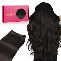 Wennalife Sew In Hair Extensions Real Human Hair 20 Inch 100G Natural Black Machine Weft Hair Extensions Human Hair Hand Tied W